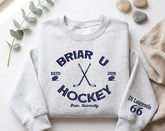 Briar University Hockey Sweatshirt, Embroidered Hockey Crewneck, Off Campus Inspired Hoodie, Booktok Hockey Romance Gift, DI Laurentis 66
