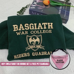 Embroidery Fourth Wing Dragon Sweatshirt, Dragon Rider Sweater, Fourth Wing Basgiath War College Hoodie for Bookish, Gift for Her, bookish