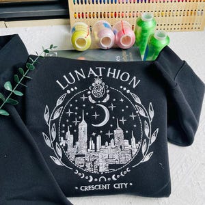 Lunathion Embrace the Magic of Crescent City Embroidered sweatshirt and hoodie, gift for bookish, Crescent City Dreams: Wear Your Fae Spirit