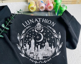 Lunathion Embrace the Magic of Crescent City Embroidered sweatshirt and hoodie, gift for bookish, Crescent City Dreams: Wear Your Fae Spirit