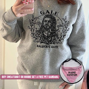 Gale embroidered hoodie, Baldur's Gate embroidered sweater, BG3 t-shirt, perfect present for gamers.