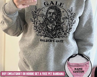 Gale embroidered hoodie, Baldur&#39;s Gate embroidered sweater, BG3 t-shirt, perfect present for gamers.