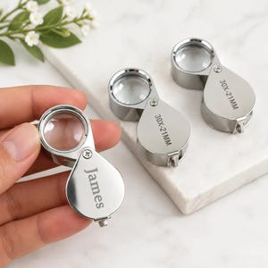 Personalisierte Metall klappbare 30X Juwelier Lupe - Gravierte tragbare Lupe für die Prüfung von Edelsteinen und Diamanten