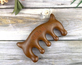 Hand Carved Sandalwood Massage Comb: Scalp & Neck Gua Sha