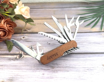 Personalized Multitool Pocket Knife | Engraved Stainless Steel, 17-in-1