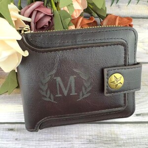 Personalisierte Herren Geldbörse - Vintage Horizontaler Reißverschluss Bifold Kartenhalter, Geschenk für Papa / Mann / Freund - Vatertagsgeschenk