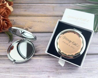 Custom Folding Compact Mirror with Crystal, Double-Sided Travel Purse Accessory for Women
