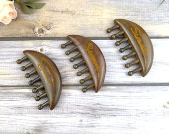 Personalized Half-Moon Wood Comb | Engraved Scalp Massager | Anti-Static Hair & Head Massage Gift