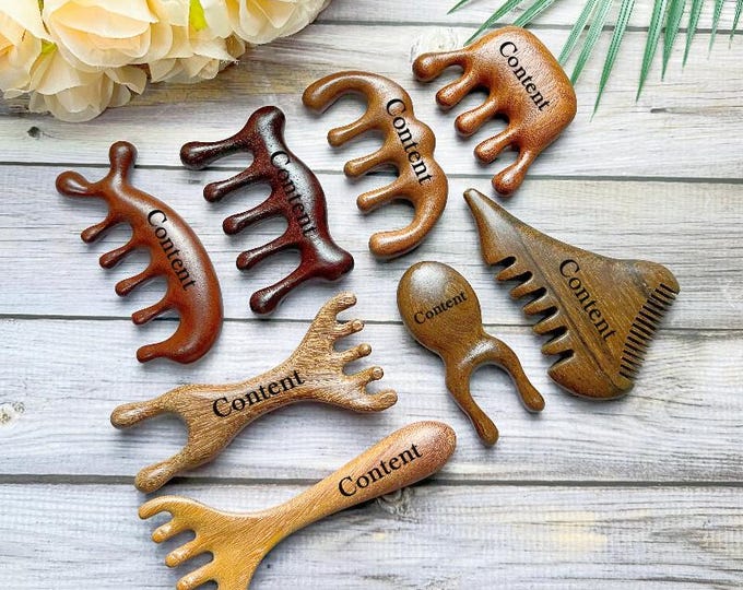 Custom Solid Wood Massage Comb: 4-in-1 Gua Sha Facial Tool