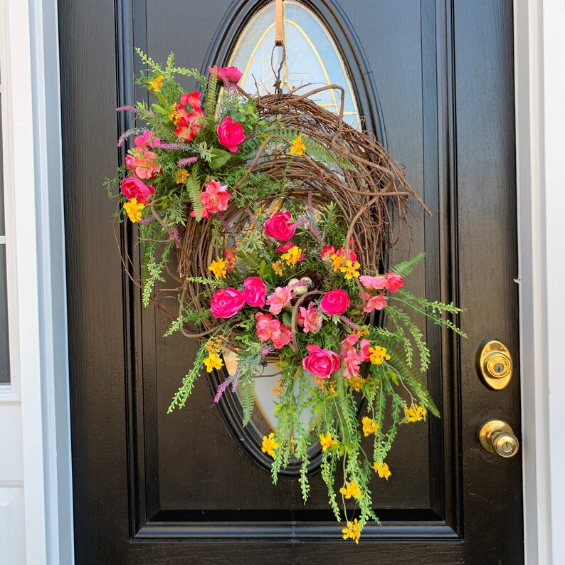 Large Spring Grapevine Wreath for Front Door Garden Style Etsy