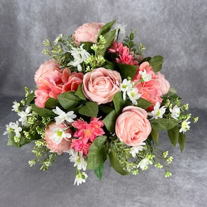 Pink Rose & Hydrangea Silk Flower Arrangement: Elegant Table Centerpiece