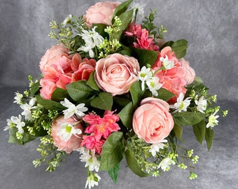 Pink Rose & Hydrangea Silk Flower Arrangement: Elegant Table Centerpiece