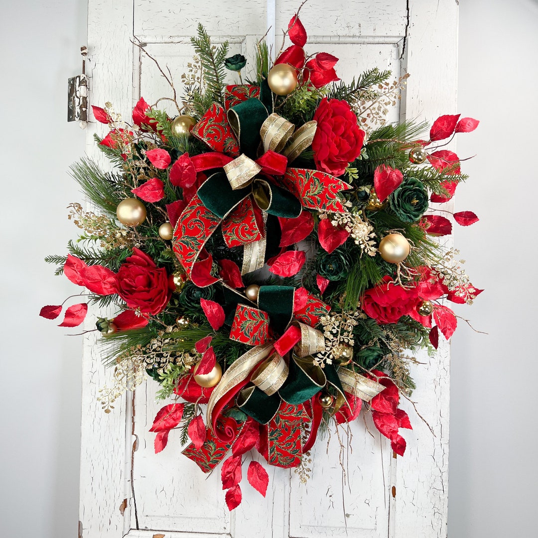 Large Designer Christmas Wreath for Front Door in Traditional Etsy