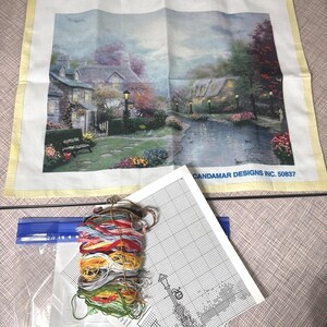 Thomas Kincaid Lamplight Brook Cross Stitch Kit Number 50837 Started 1995