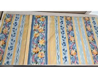 Croscill Vintage Fiesta Floral Stripe Valance Set 4 Blue Yellow French Country