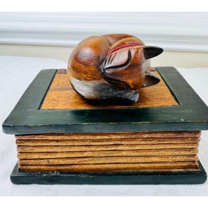 Hand Painted Wooden Box Cat - Etsy