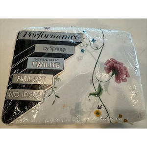 VTG Twin Floral Sheet Set 4 Pc Performance by Springs Percall FULL Flower Sheets