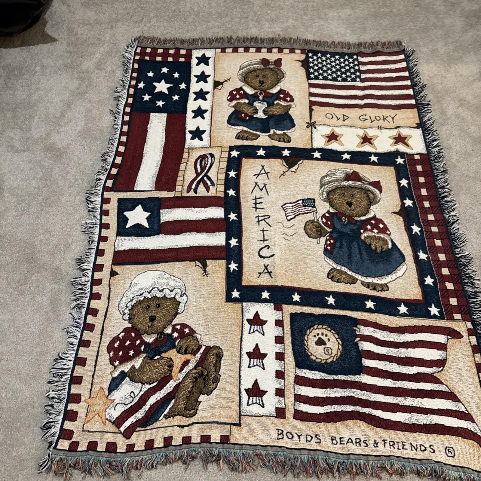 Boyds Bears ヴィンテージラグ天使 テ ディベア マルチカバー大判 Boyds Bears ヴィンテージラグ 天使 テディベア マルチカバー 大判の