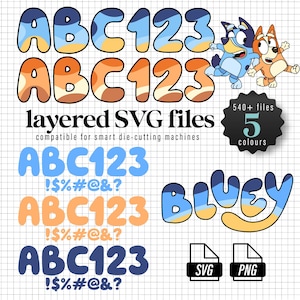 Blue Cartoon Dog Alphabet SVG Bundle | Cute Animal Alphabet | Layered SVG | PNG | Cricut & Silhouette Cut Files | Digital Download