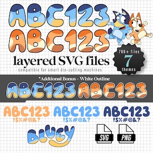 Blue Cartoon Dog Alphabet SVG Bundle | Cute Animal Alphabet | Layered SVG | PNG | Cricut & Silhouette Cut Files | Digital Download