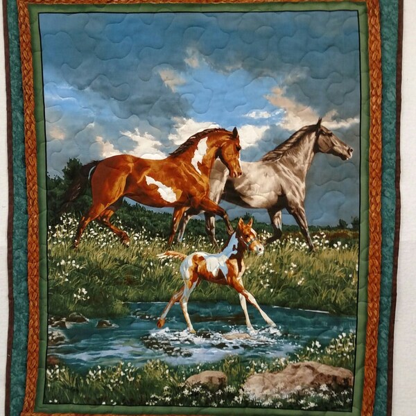 Beautiful Horse Lover , Paint horse, Finished Baby Quilt/Wall Hanging 35 X43