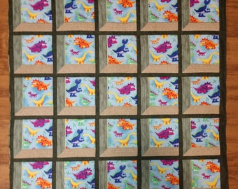 Beautiful Colorful Window Dinosaur Park Finished Baby Quilt/ Wall Hanging 40X40