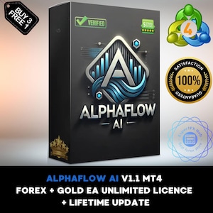 v1.1 AlphaFlow EA Gold Forex Expert Advisor Metatrader 4 MT4 Auto Trading Robot unlimited licence + lifetime updates, financial trading bot