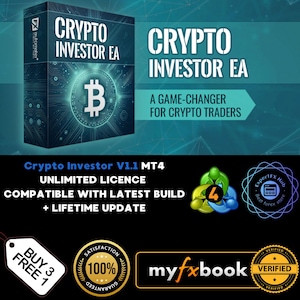 v1.1 Crypto Investor EA BTC Expert Advisor Metatrader 4 MT4 Auto Trading Robot unlimited with lifetime updates, financial trading bot
