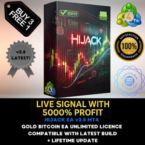 v2.8 HiJack EA Gold BTC Forex Robot Metatrader MT4 Expert Advisor unlimited licence and free lifetime update, Autotrader financial trading