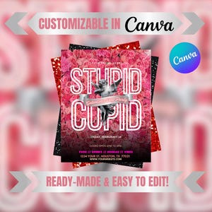 Valentines Galentines, Editable Flyer Canva Template, Sunday Brunch, DJ Night Club Flyer, Hookah Lounge, Bar and Grill, Party Club Promoter