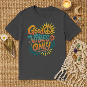 Good Vibes Only Unisex Softstyle T-Shirt, Positive Message Tee, Casual Wear, Gift for Friends, Summer Fashion, Eco-Friendly T-Shirt image 6