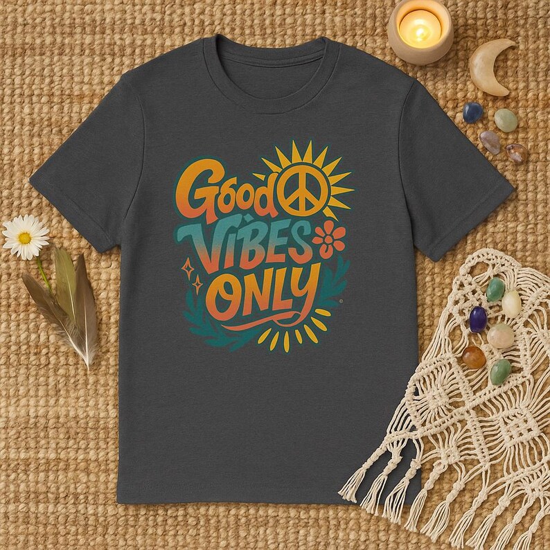 Good Vibes Only Unisex Softstyle T-Shirt, Positive Message Tee, Casual Wear, Gift for Friends, Summer Fashion, Eco-Friendly T-Shirt image 6