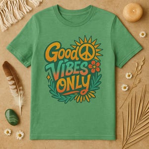 Good Vibes Only Unisex Softstyle T-Shirt, Positive Message Tee, Casual Wear, Gift for Friends, Summer Fashion, Eco-Friendly T-Shirt image 8