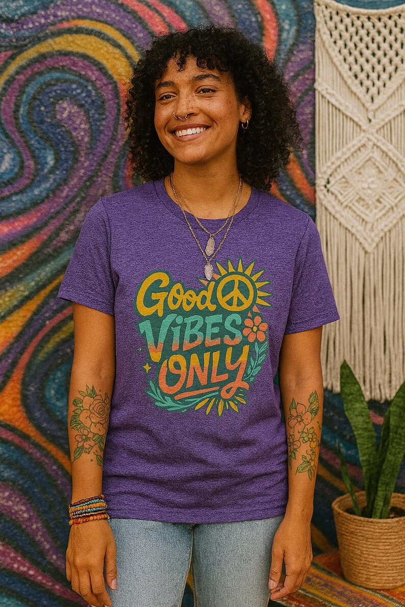 Good Vibes Only Unisex Softstyle T-Shirt, Positive Message Tee, Casual Wear, Gift for Friends, Summer Fashion, Eco-Friendly T-Shirt image 4
