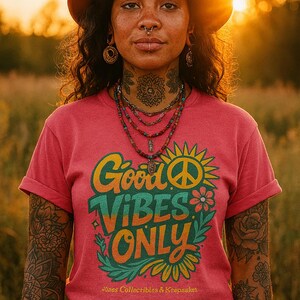 Good Vibes Only Unisex Softstyle T-Shirt, Positive Message Tee, Casual Wear, Gift for Friends, Summer Fashion, Eco-Friendly T-Shirt image 1