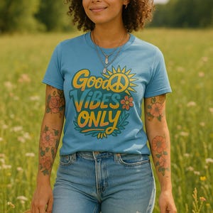 Good Vibes Only Unisex Softstyle T-Shirt, Positive Message Tee, Casual Wear, Gift for Friends, Summer Fashion, Eco-Friendly T-Shirt image 2