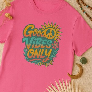 Good Vibes Only Unisex Softstyle T-Shirt, Positive Message Tee, Casual Wear, Gift for Friends, Summer Fashion, Eco-Friendly T-Shirt image 5