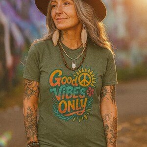 Good Vibes Only Unisex Softstyle T-Shirt, Positive Message Tee, Casual Wear, Gift for Friends, Summer Fashion, Eco-Friendly T-Shirt image 7