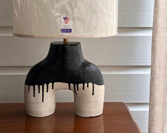 Handbuilt ceramic table lamp (lamp only shade not included)