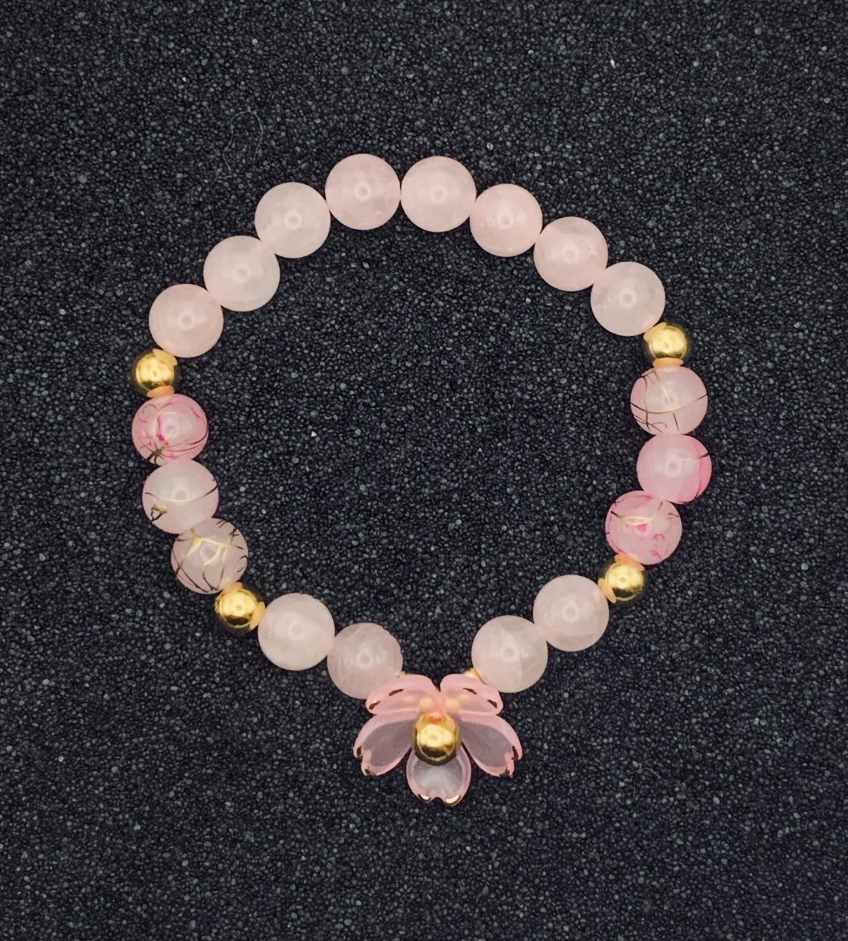 Sakura Blossom Pink Jade Bracelet – Cherry Blossom Beaded Jewelry