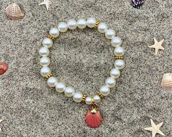 Pearl Pink Shell Charm Bracelet