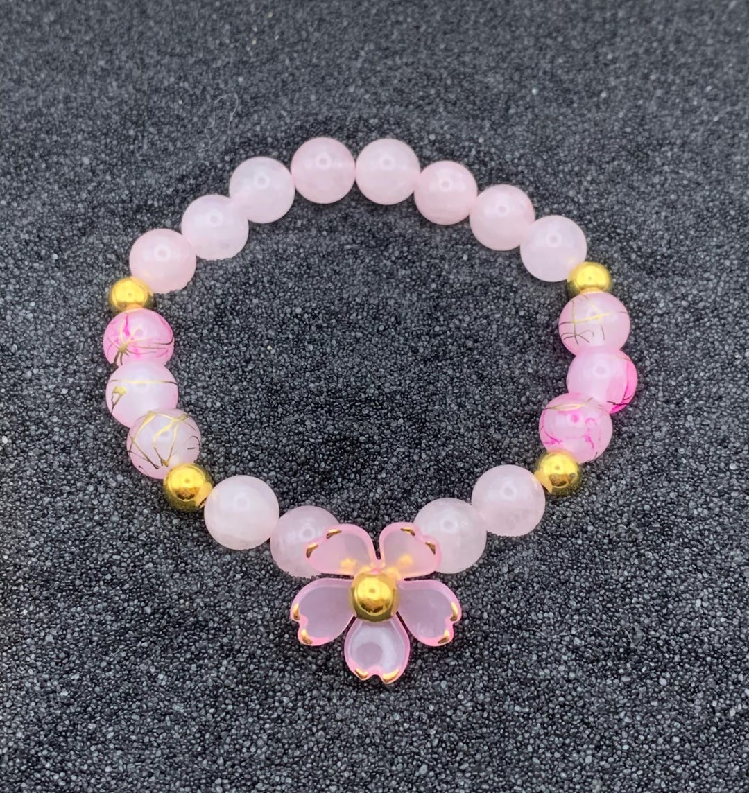 Sakura Blossom Pink Jade Bracelet – Cherry Blossom Beaded Jewelry