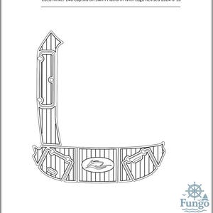 Puede incluir: Dibujo lineal de una plataforma de baño con el texto "2010 Rinker 246 Captiva BR Swim Platform With Logo Revised 2024-6-16". La plataforma tiene una forma curva con secciones rectangulares y un logotipo en el centro.