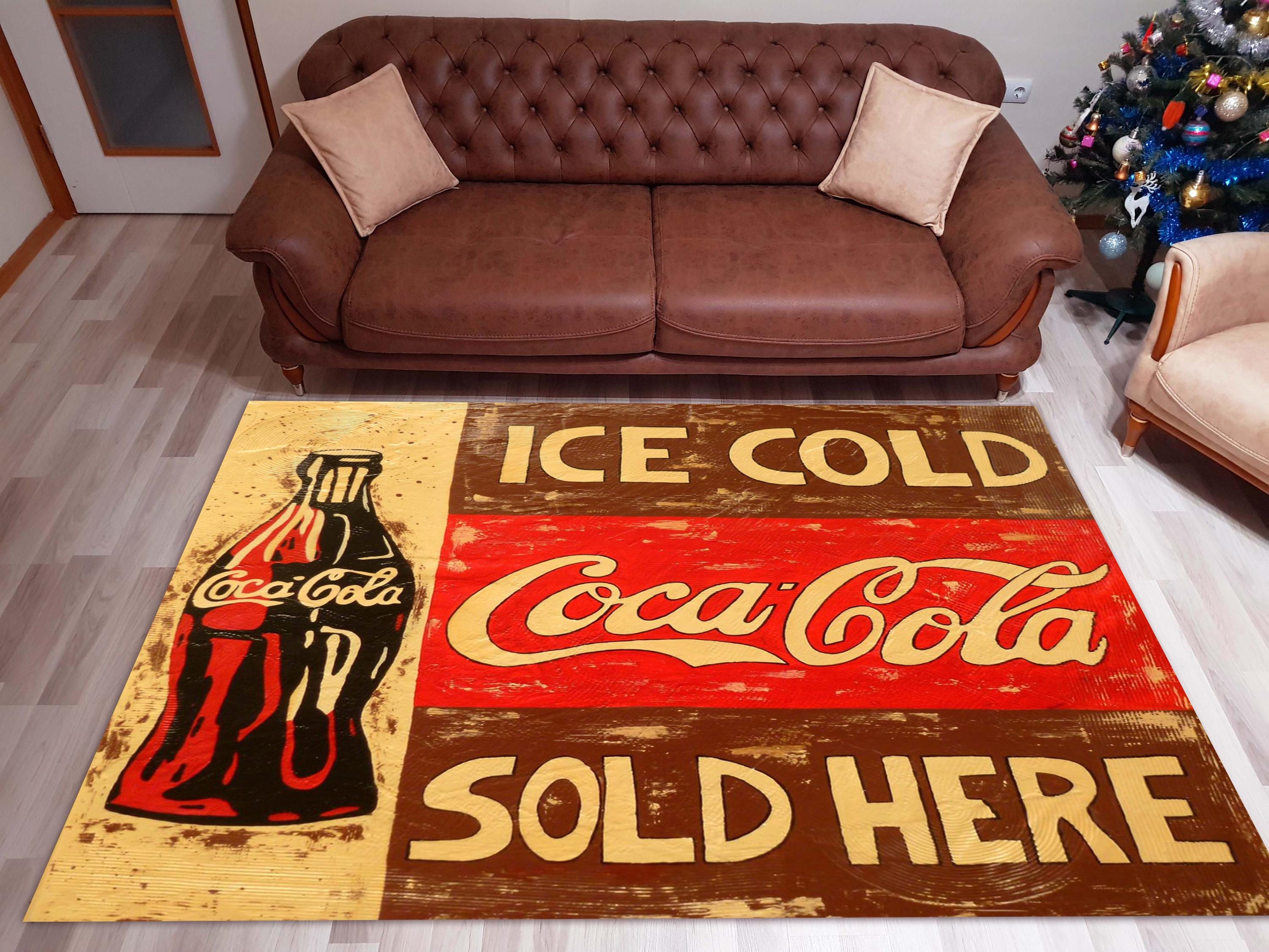 Coca-Cola レトロラグ 1886-2000 Amazon.com: Ottomanson Coca-Cola® Logo Non-Slip Rubberback