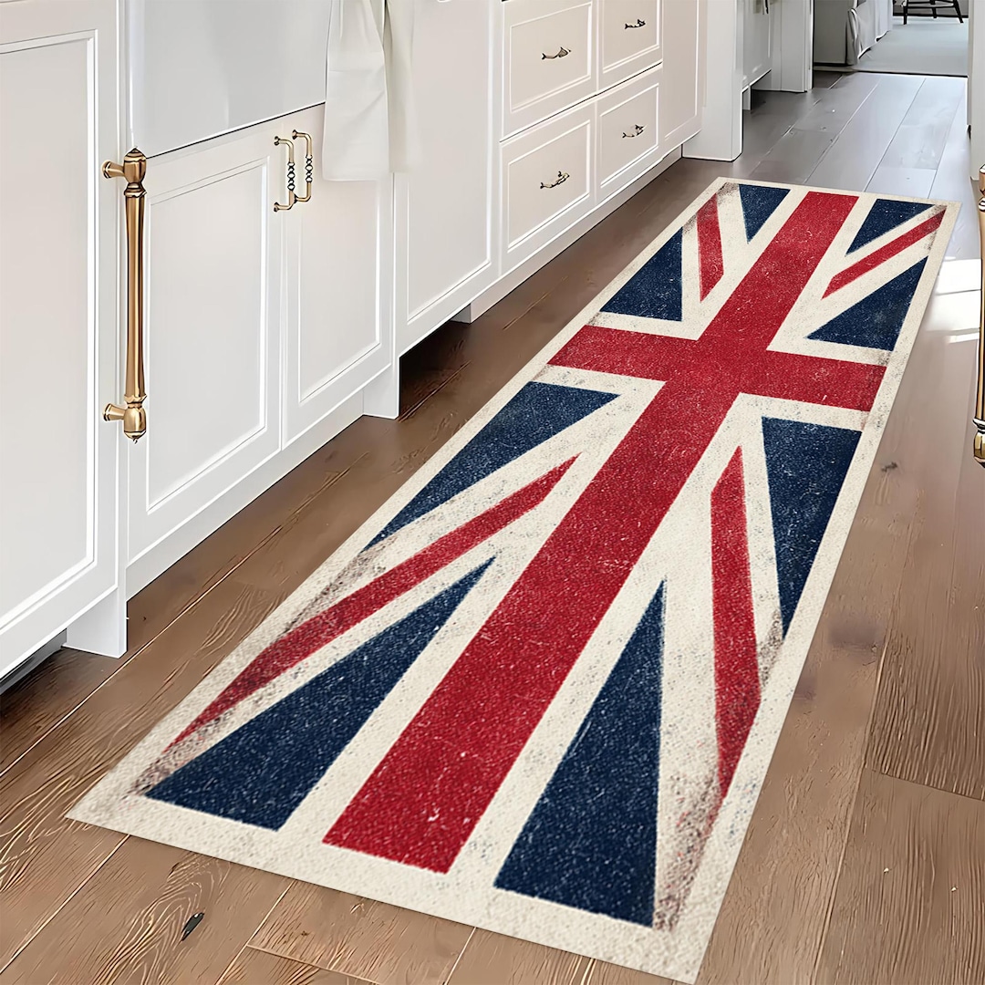British Rugs British Flag Rug: Red Blue Union Jack Carpet, Classic UK Pattern ...