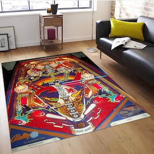 Pinball Carpet, Red Blue Pinball Rug, Pinball Playfield Rugs, Pinball Rug, Pinball Game Room Rug, Game Rug,Pinball Decor Rug, Game Room Rug