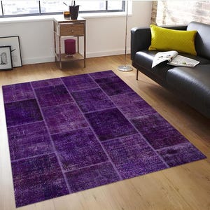 Purple Turkish Style Carpet: Modern Living Room Rug