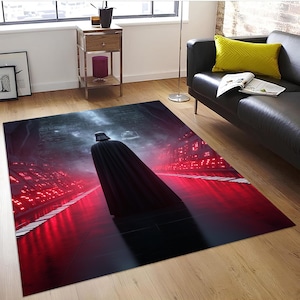 Pink Star Wars Rug: Black Star Design, Non-Slip Cotton Base