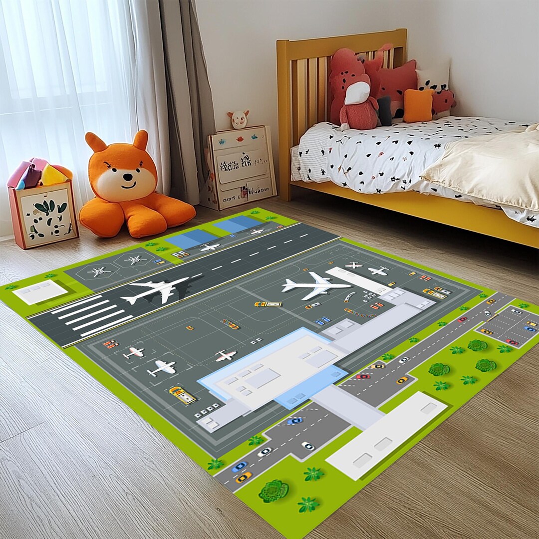 Airplane Rug, for Kids Room Airport Rug, Airport Decoration Rug, Runway ...