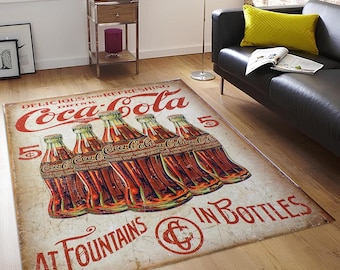 ヴィンテージ コカコーラ ラグ：レトロなソーダポップ広告のフロア